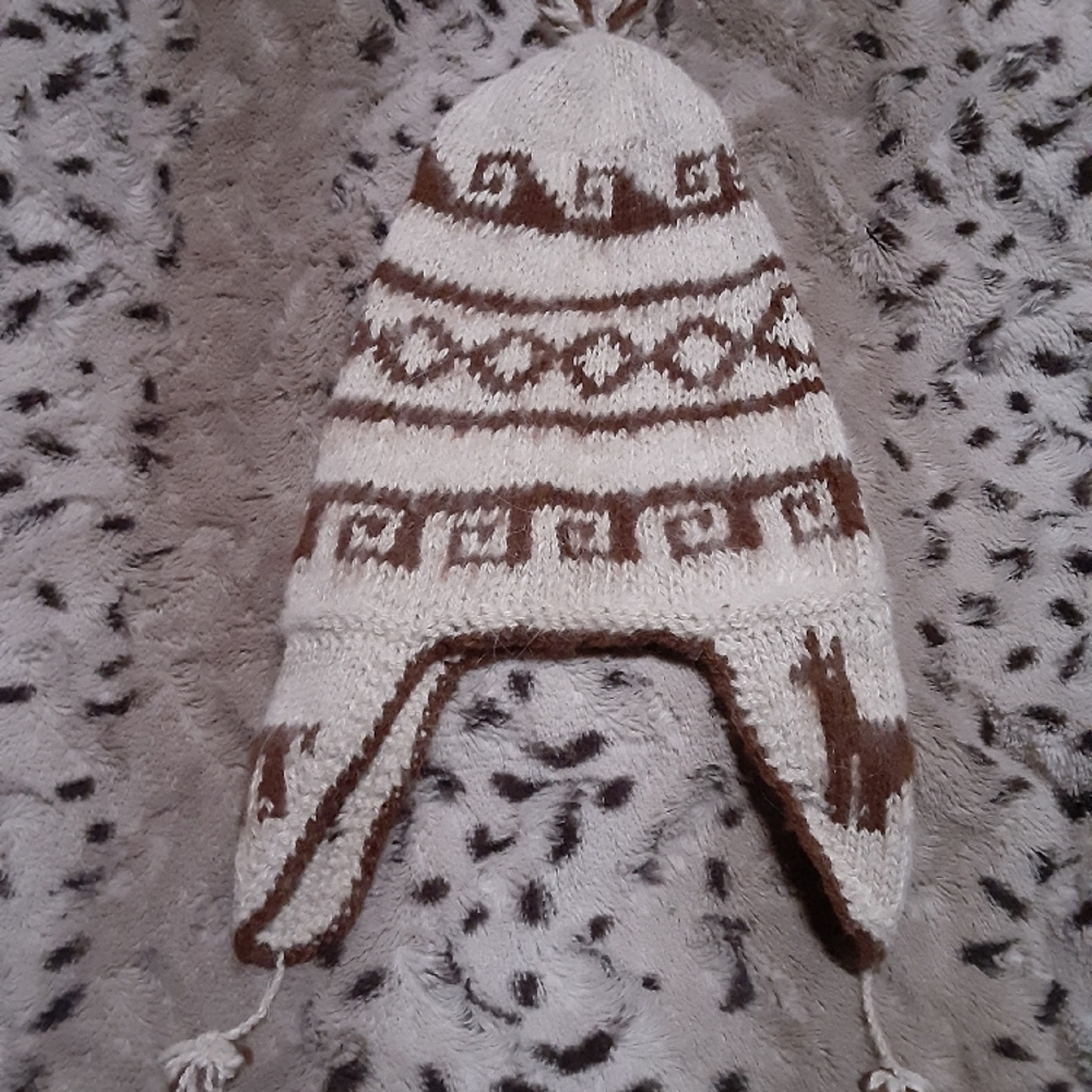 Handmade Peruvian Andes Alpaca Chullo Hat w/Ear Protectors Unisex OS Child/Adult